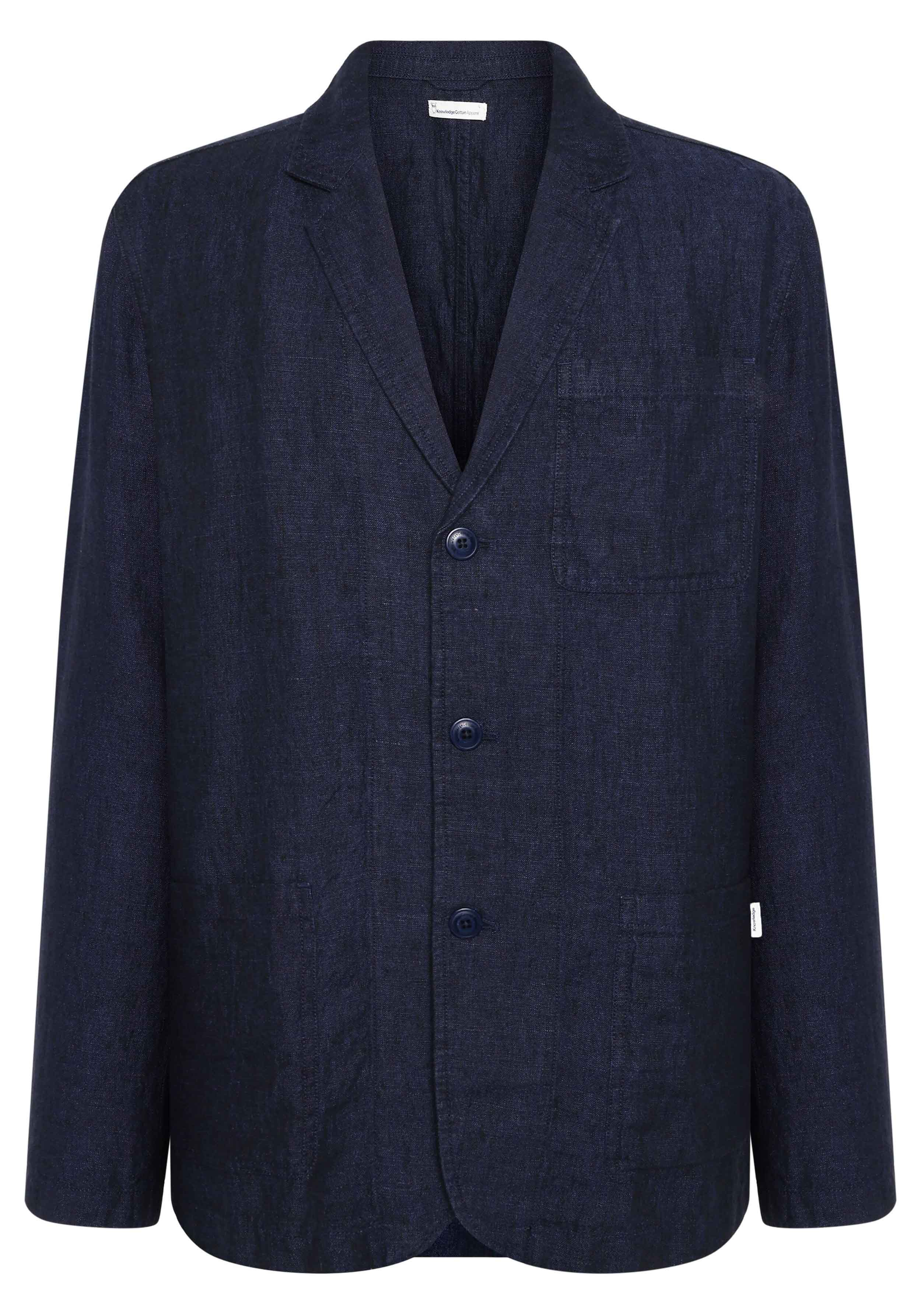 Knowledge Cotton Apparel Leinenblazer Linen Blazer Yarndyed - Total Eclipse