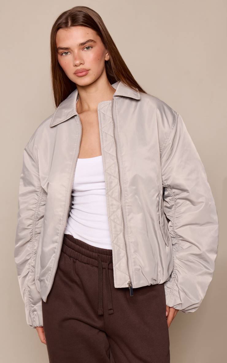 Steel Blue Veste Bomber Oversize À Manches Cocon