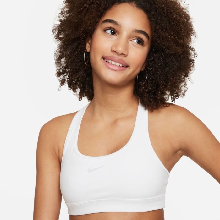 Nike Junior BH Dri-FIT Swoosh Sports Bra Hvid