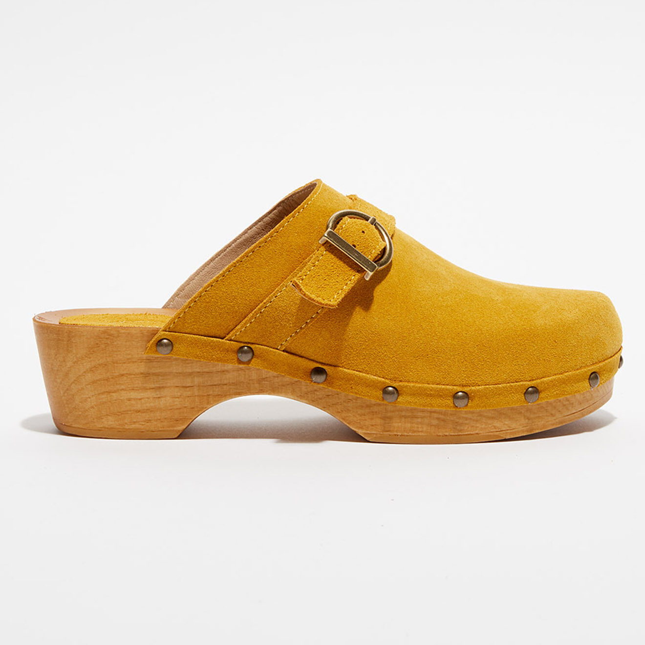 Apologie Studio Sabots en Velours de Cuir Léa miel - Talon 5 cm