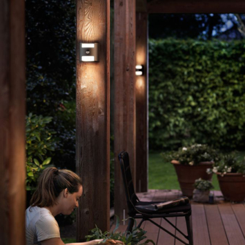 Philips wandlamp Grass antraciet met bewegingssensor