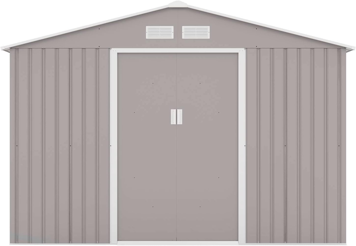 S300 Metall Gerätehaus XXXL 277x319x192cm Geräteschuppen Garten Schuppen Gartenhaus Satteldach Hellgrau