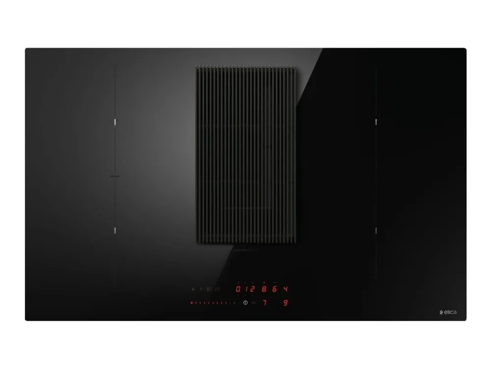 Elica NikolaTesla Prime S  BL/A/83 - Induktions kogeplade - 4 plader - Niche - bredde: 75 cm - dybde: 49 cm - Klasse A - sort med nedtræksudstødning (ekstraktion og recirkulation med ekstra recikuleringssæt)
