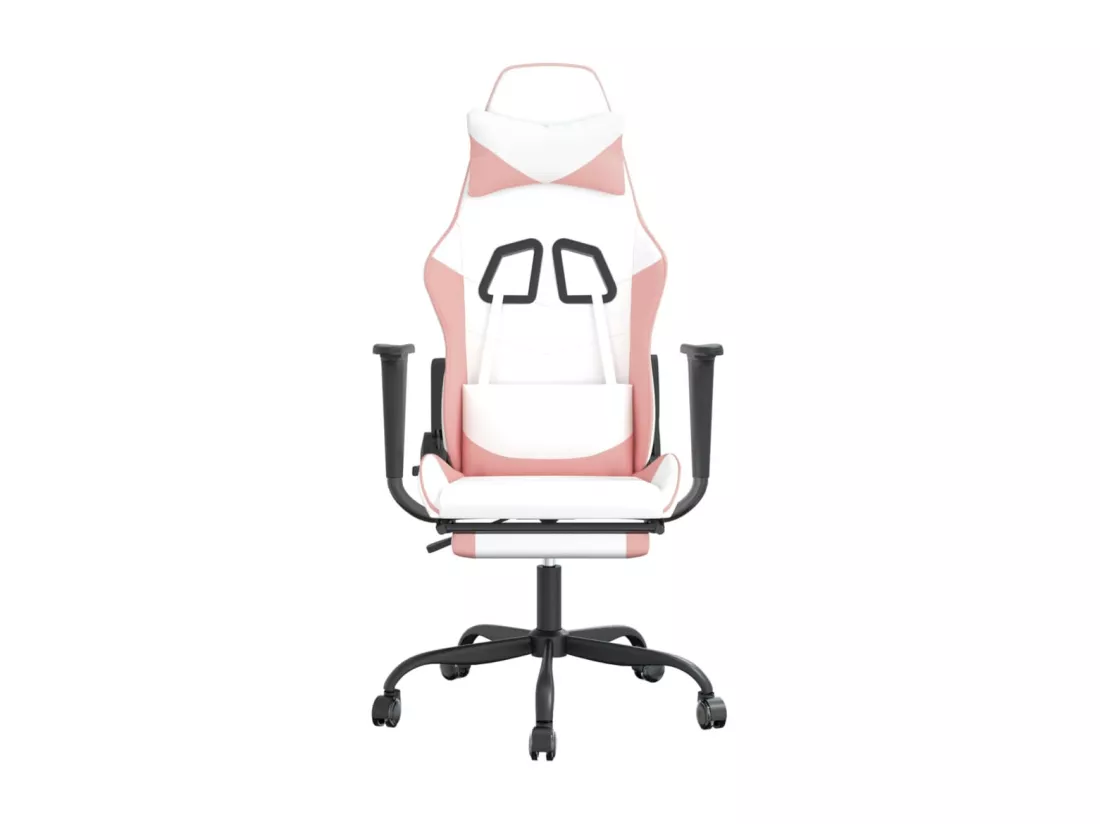 Chaise de jeu avec repose-pied Blanc et rose Similicuir