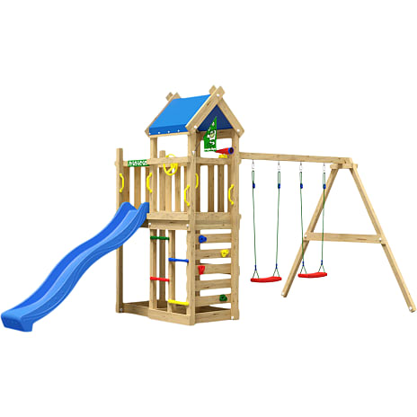 Jungle Gym Nomad legetårn med blå rutsjebane