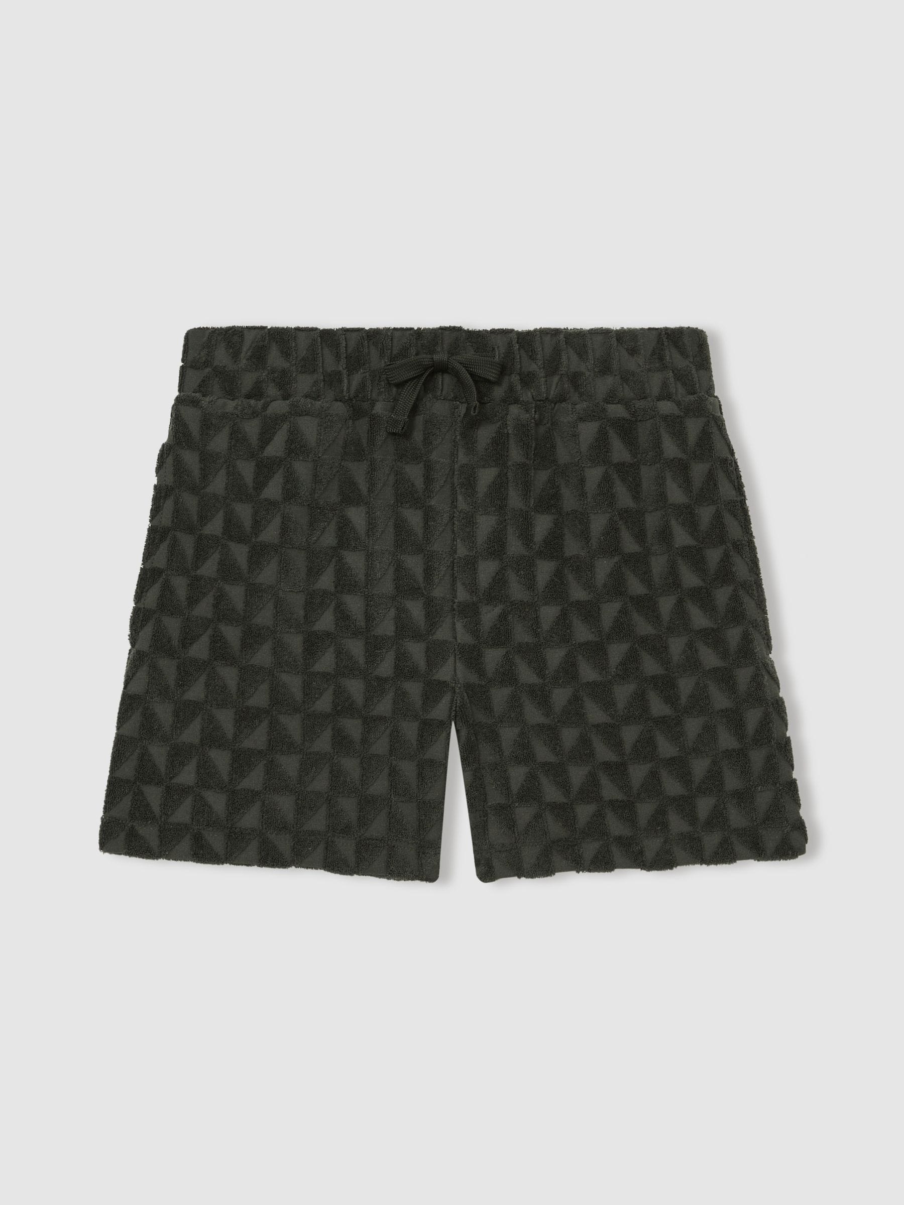 Donkergrijsgroen - Reiss Piro Textured Badstof Shorts