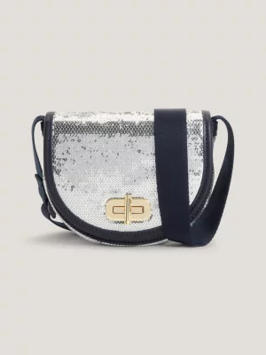 Bolsa de selim infantil com fecho giratório e lantejoulas