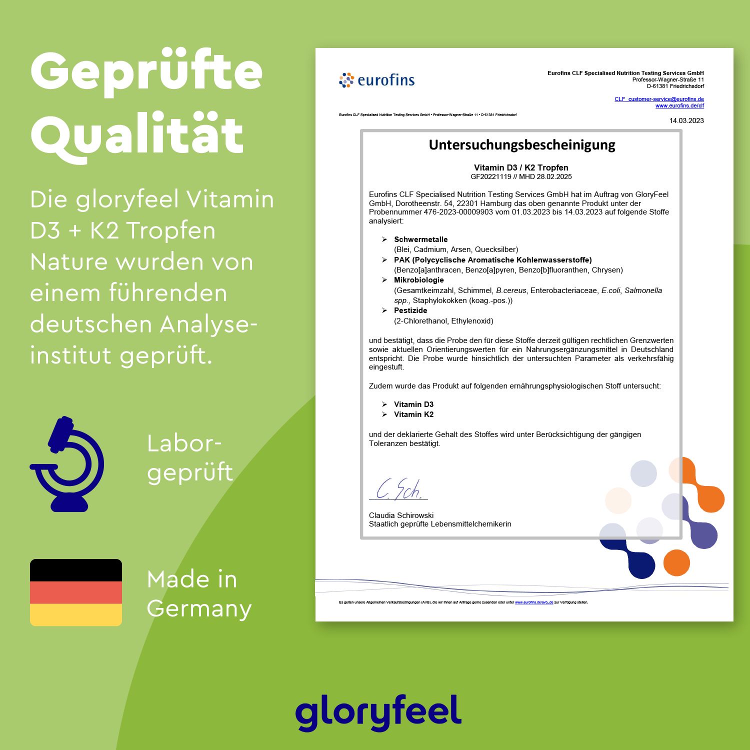 gloryfeel® Vitamin D3 K2 (K2VITAL® von Kappa) Tropfen
