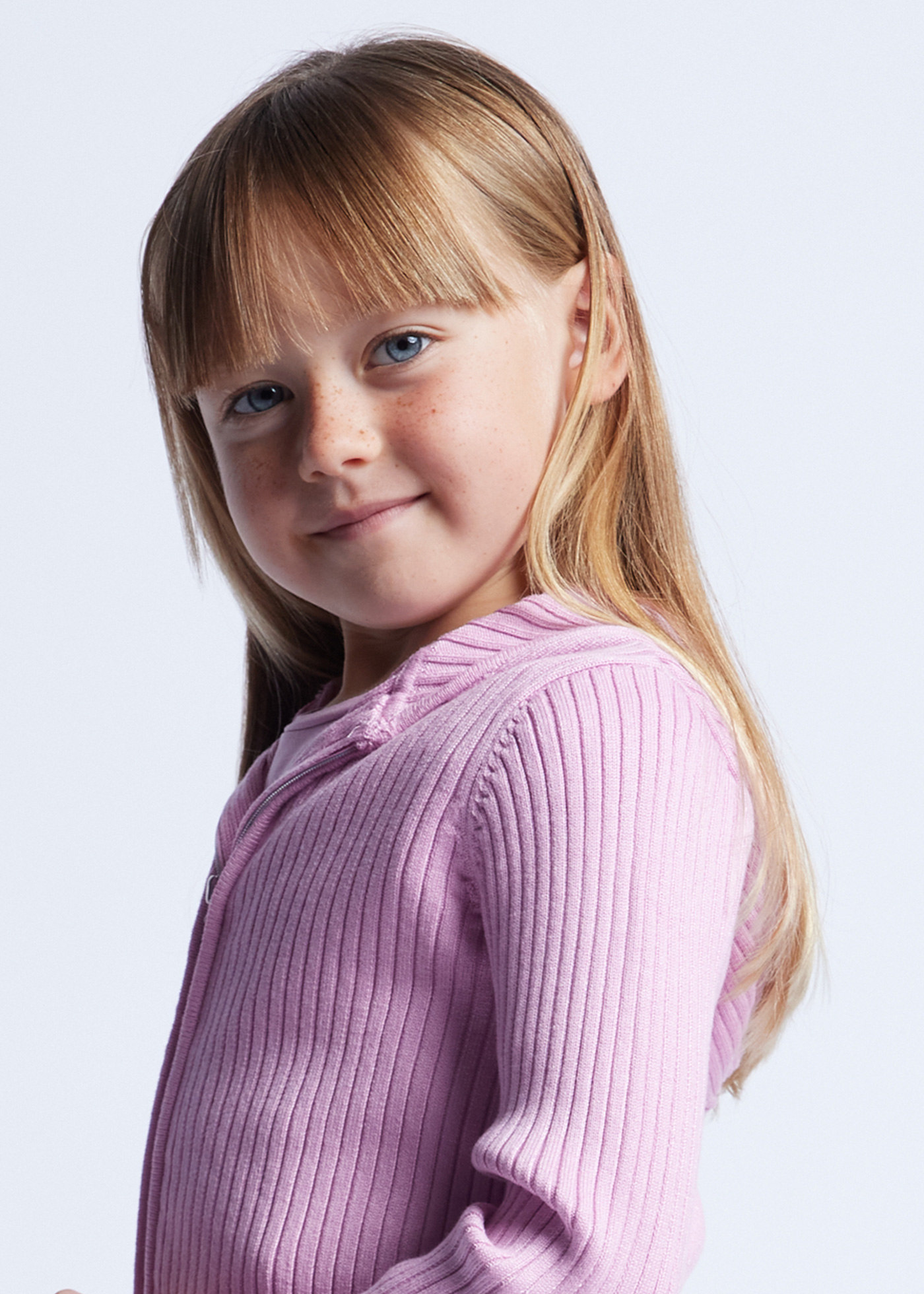 Cardigã canelado de viscose LENZING™ ECOVERO™ para meninas, branco