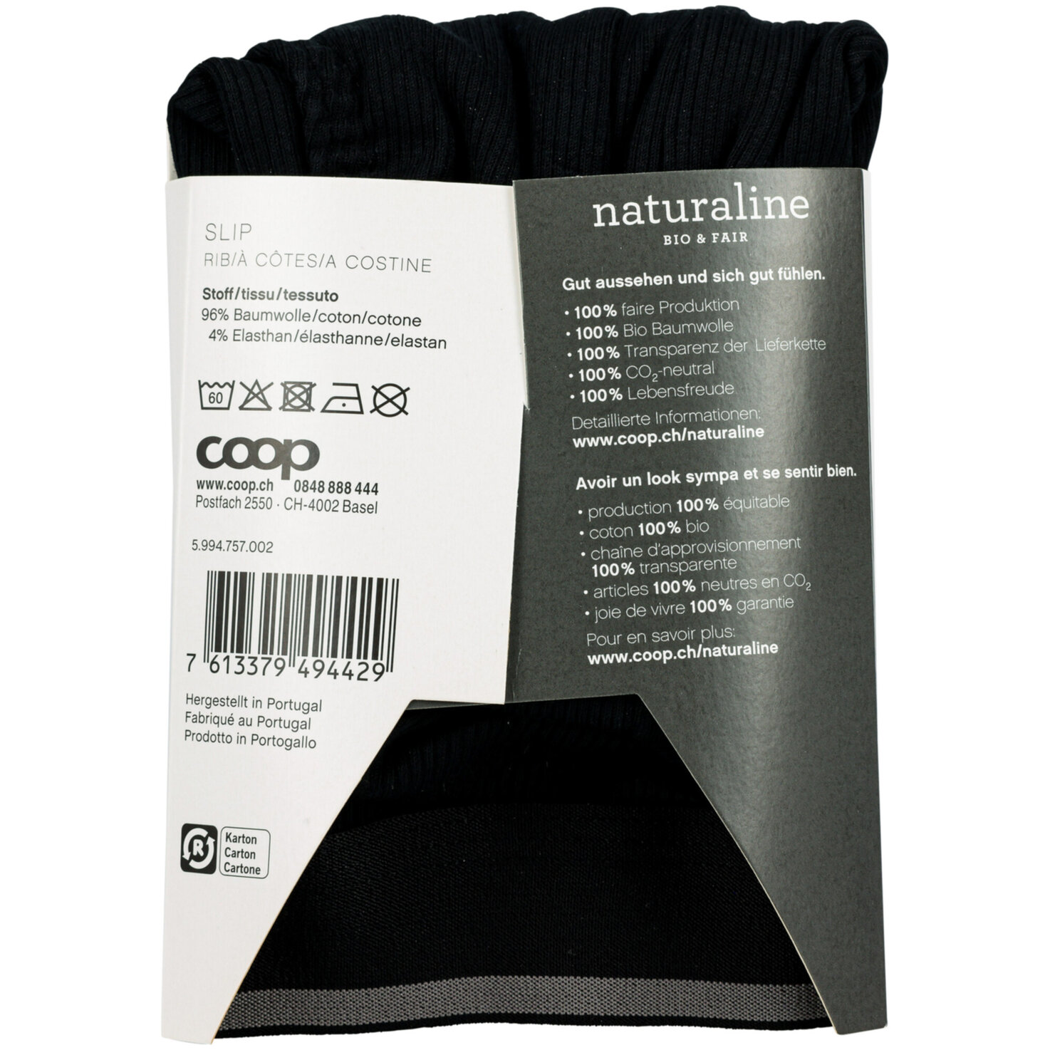 Naturaline Herren Slip Schwarz M
