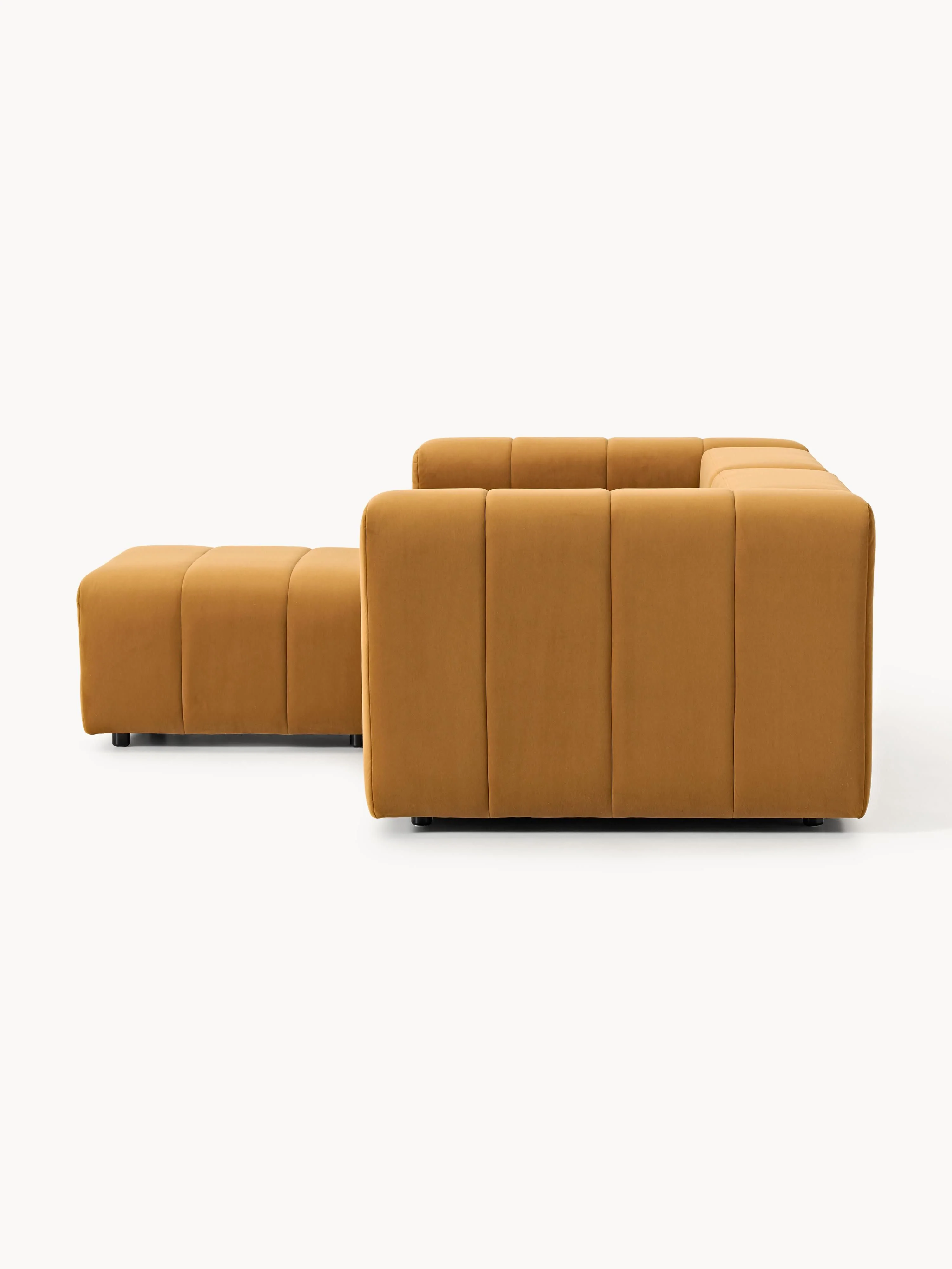 Fluwelen modulaire bank Lena (3-zits) met poef (links/rechts)