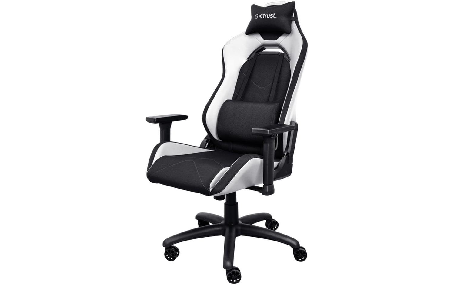 GXT 714W Ruya Schwarz/Weiss<br>Komfortabel, vollständig einstellbarer Gaming-Stuhl, hergestellt aus recycelten Materialien