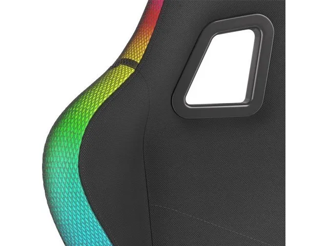 Genesis Trit 500 RGB - Stol - ergonomisk - lænestol - armstøtter - T-formet - vippe - drejeled - tekstil, PU syntetisk læder - sort
