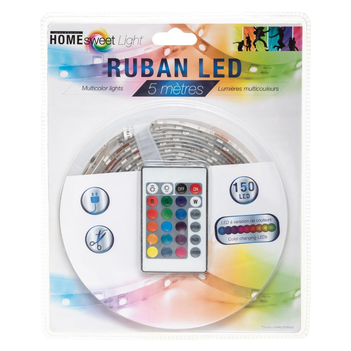 RUBAN LED MULTICOULEUR TELECOMMANDE 5M