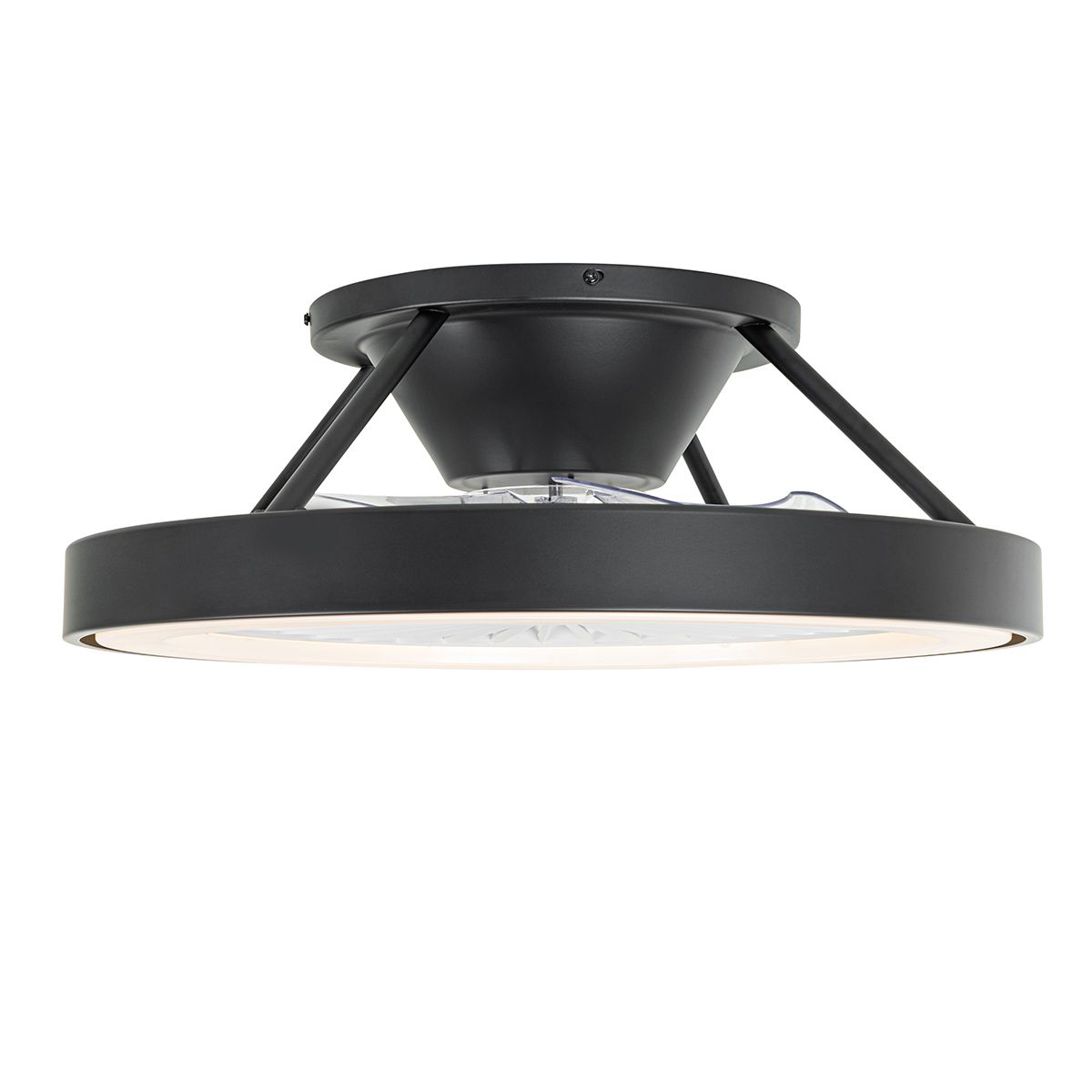 Smart plafondventilator zwart 54cm incl. LED dimbaar met afstandsbediening - Dave