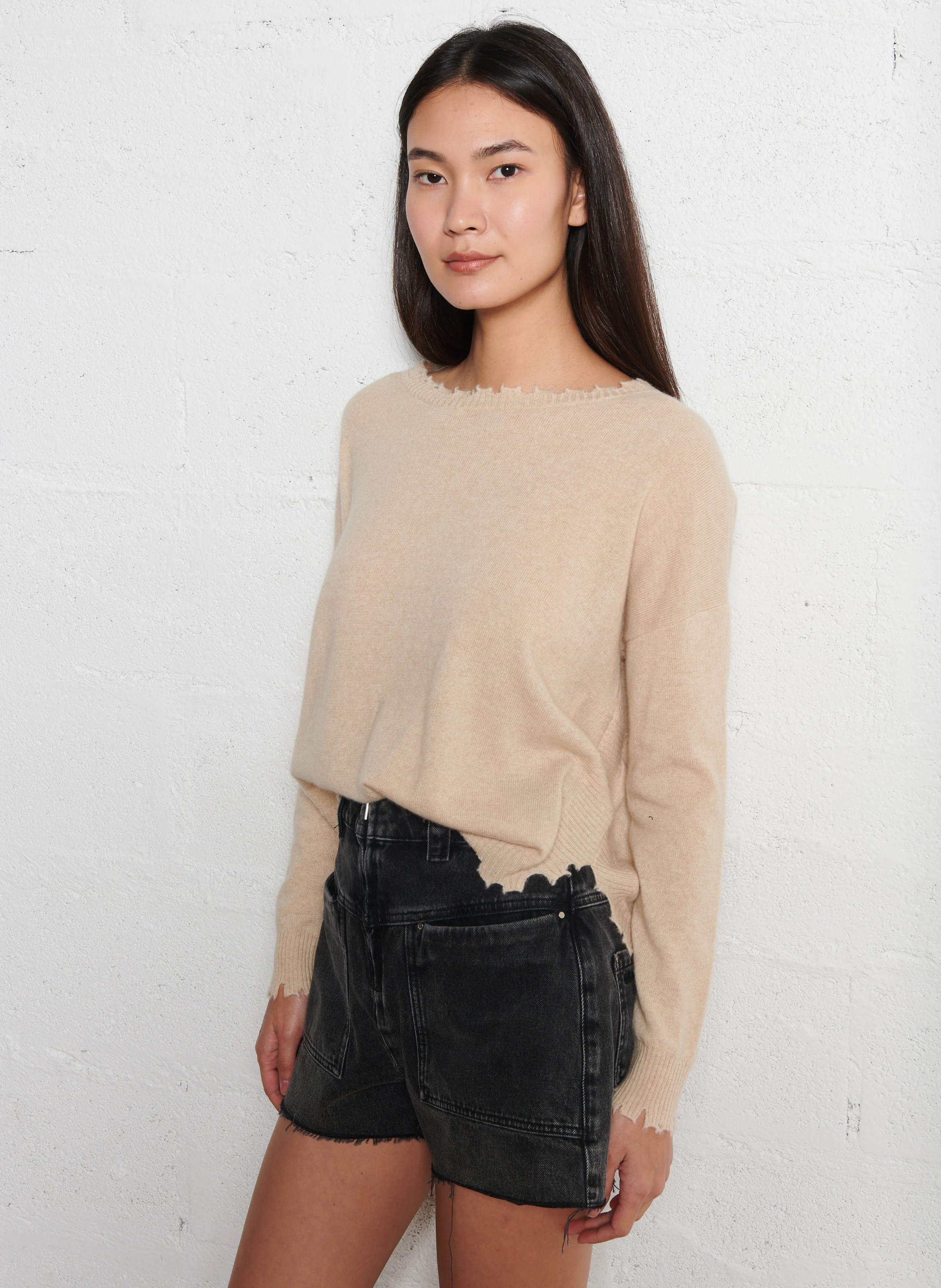 MELA - Pull oversize en cachemire maillé | Beige