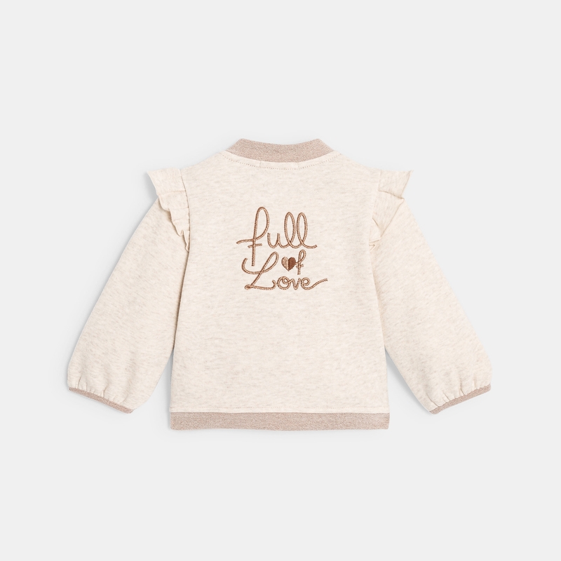 Sweat zippé molleton patch cœur rose bébé fille