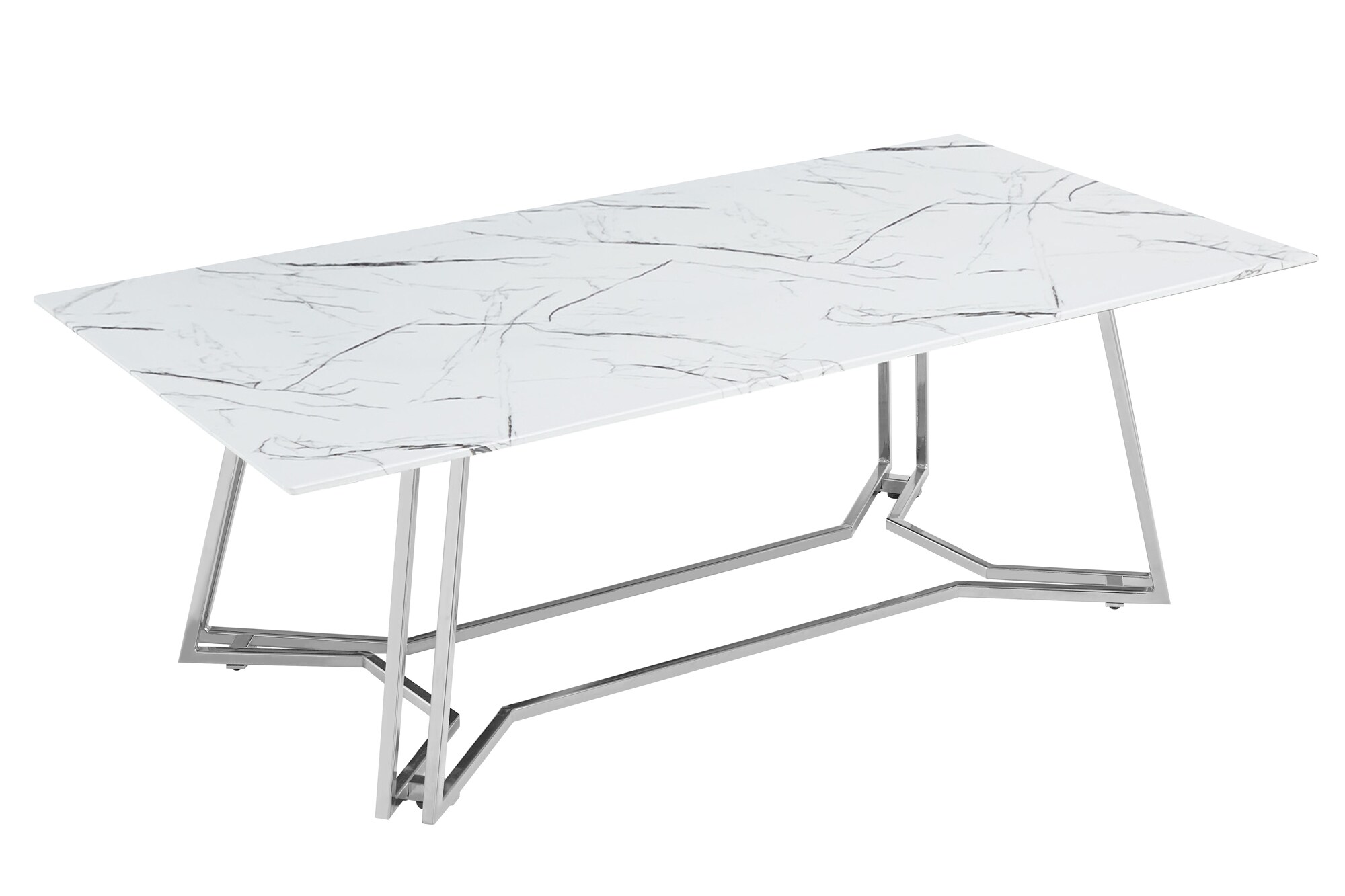 Couchtisch 110x60 Glastisch weiß Chrom Beistelltisch Wohnzimmer Sofatisch Tisch