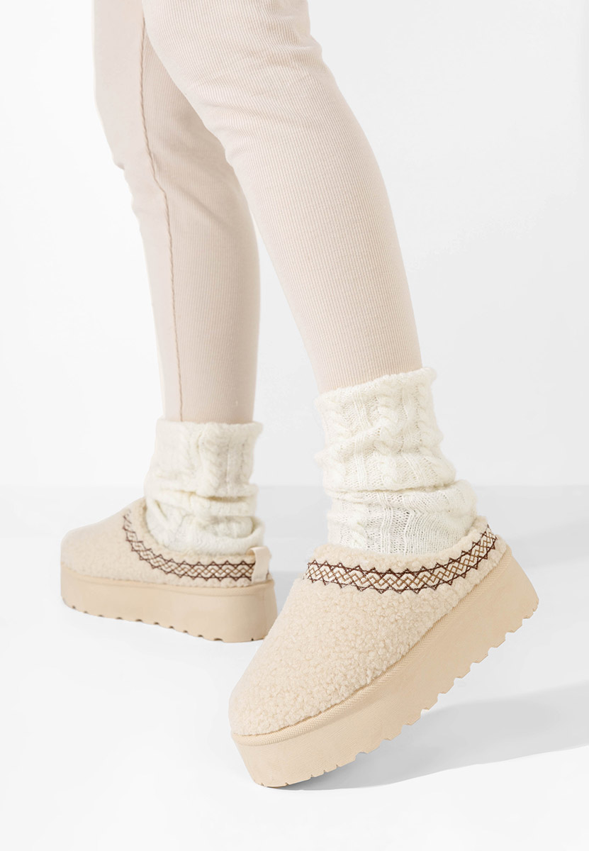 Sabots pour femme à plateforme beige Aronna