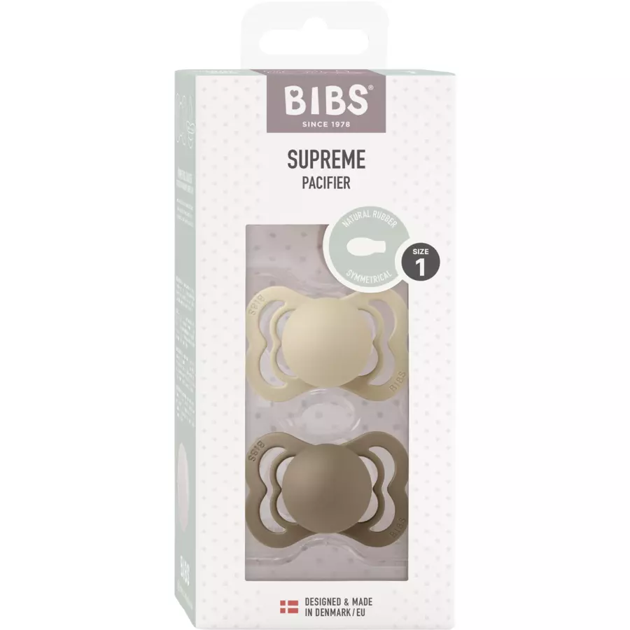 BIBS® Schnuller Supreme Latex VanillaDark Oak 0-6 Monate, 2 Stk.