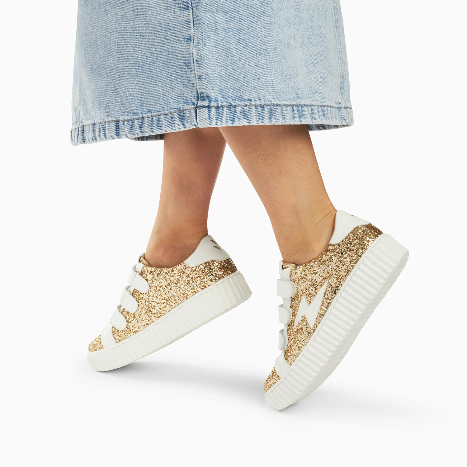 Sneakers-Baskets éclair Marielle à paillettes or