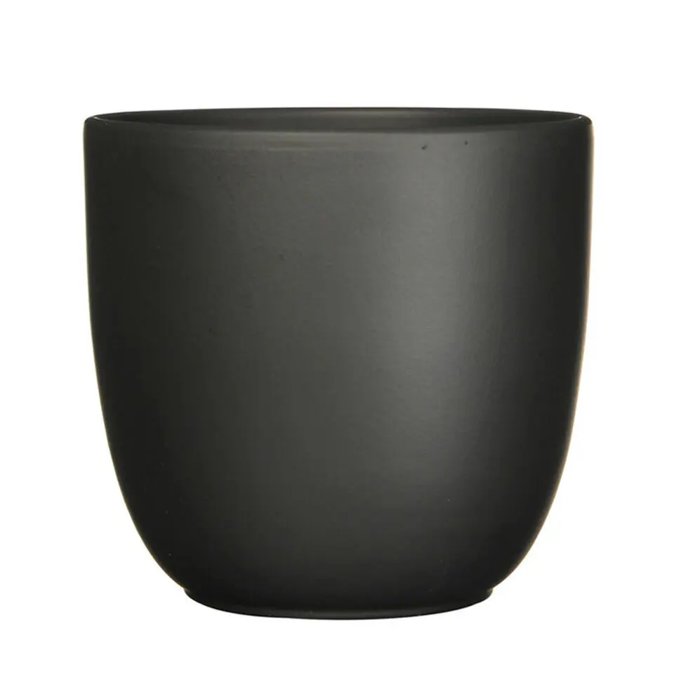 Mica Decorations Planten/bloempot Tusca - Zwart - D17/H16 cm
