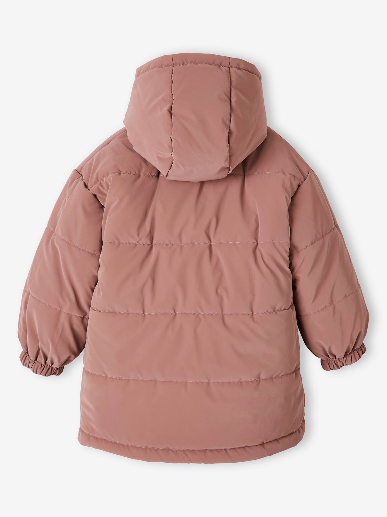 Parka reversível com efeito metálico, com capuz ou jaqueta acolchoada para meninas, prateada.