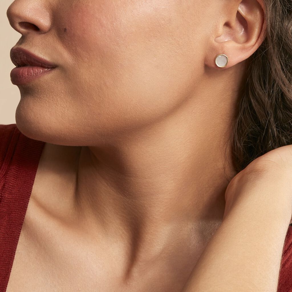 Boucles D'oreilles Puces Joana Or Jaune Nacre