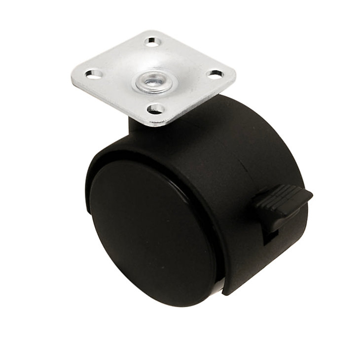 Roulette jumelée pivotante avec frein ø50 mm, plaque ø38 mm, charge max 40kg