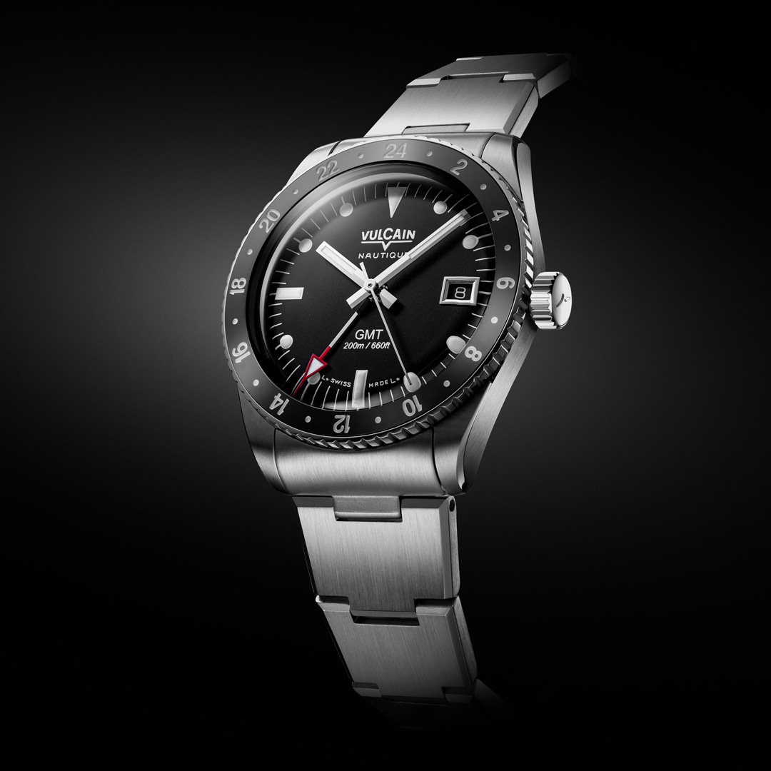 Vulcain Skindiver Nautique GMT Black - Luminova White