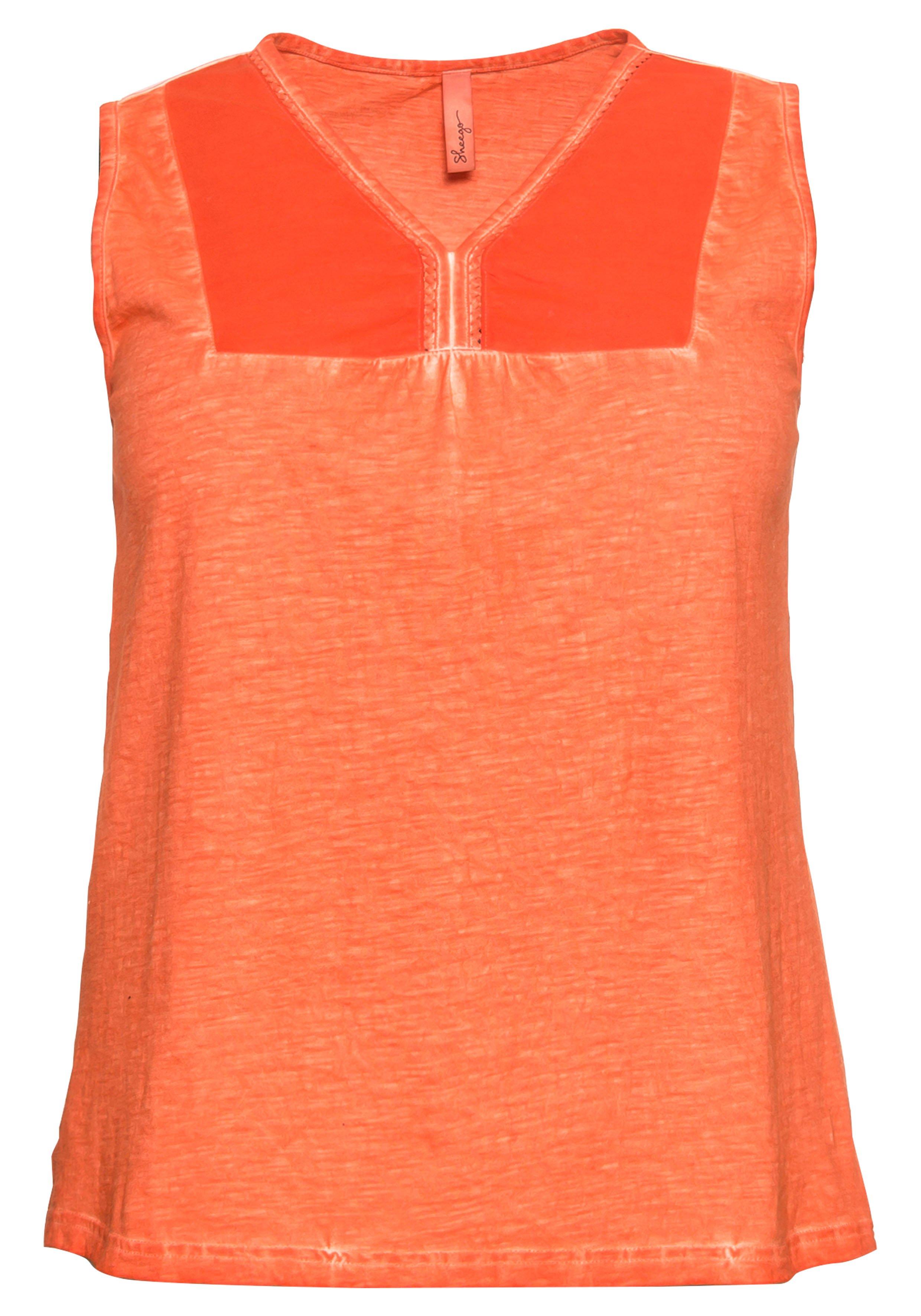 Tanktop im gewaschenen Look, mit Lochstickerei