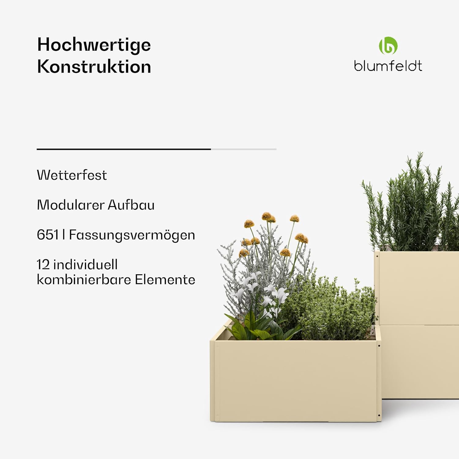 blumfeldt Versagrow Hochbeet - Modulares Hochbeet Metall, 651 L, Pulverbeschichteter Stahl, Frost- und Rostfrei, Höhenverstellbar bis 90 cm, Für Gemüse und Kräuter, Einfacher Aufbau