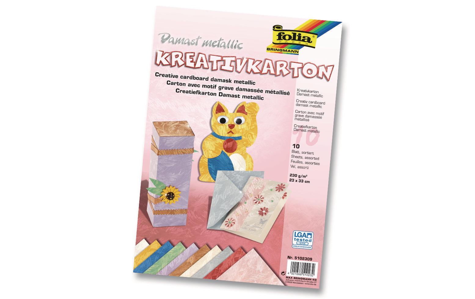 Bastelkarton Damast Farbig sortiertKreativkarton