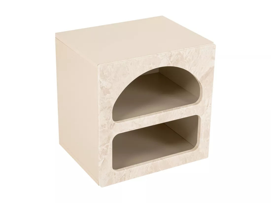 Lot de 2 tables de chevet avec rangements - Beige effet marbre - LUELA