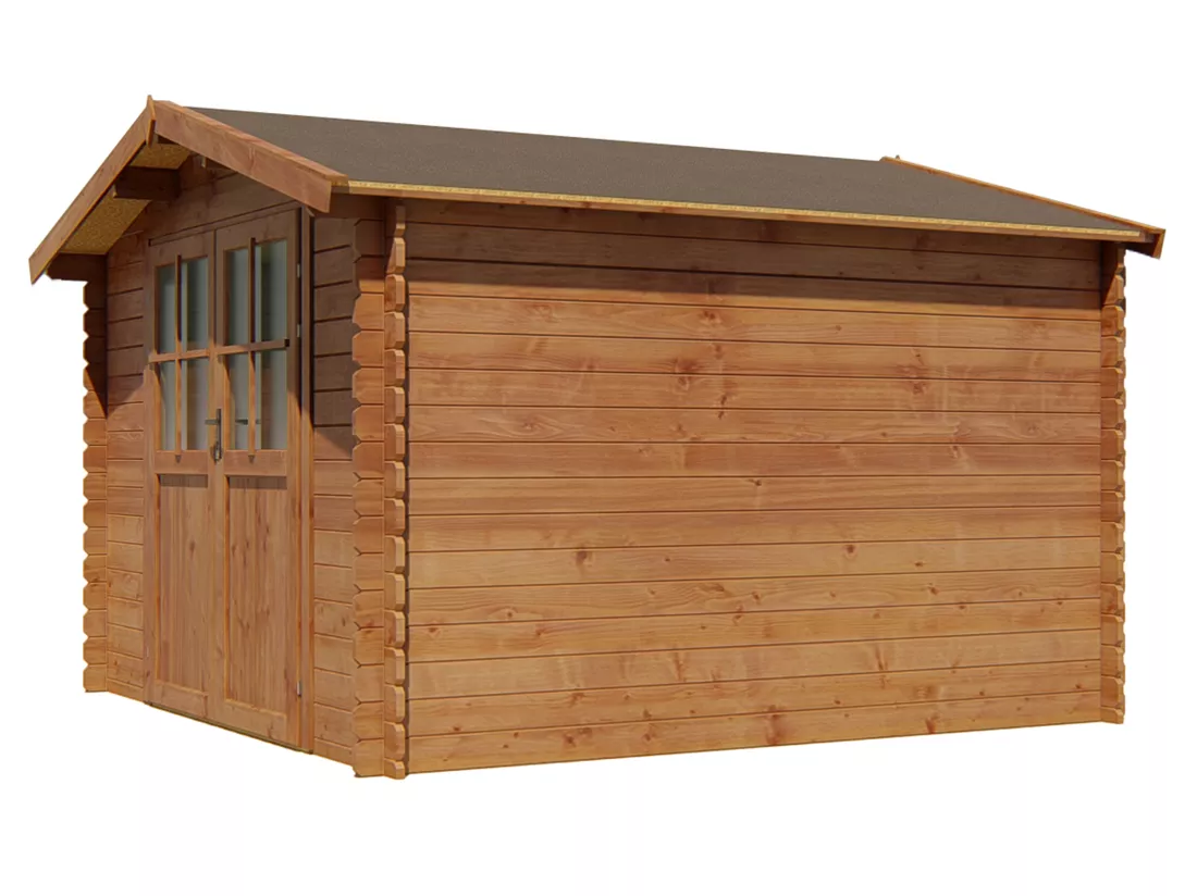Abri de jardin en bois traité par autoclave 9,91 m² épaisseur 28 mm - HORTUSA