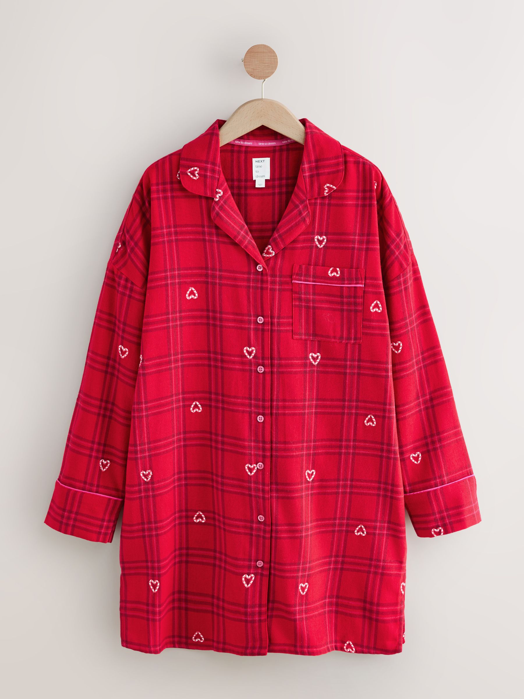 Bordeauxrood - 100% Cotton Flannel Nightshirt