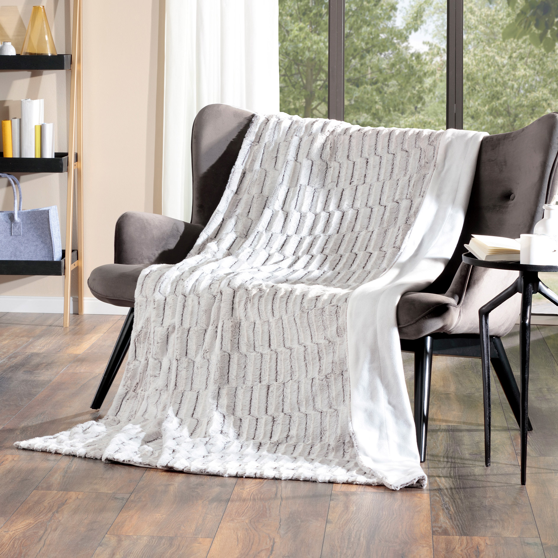 Webpelz-Decke - anthrazit oder silber - sortiert - 150x200 cm