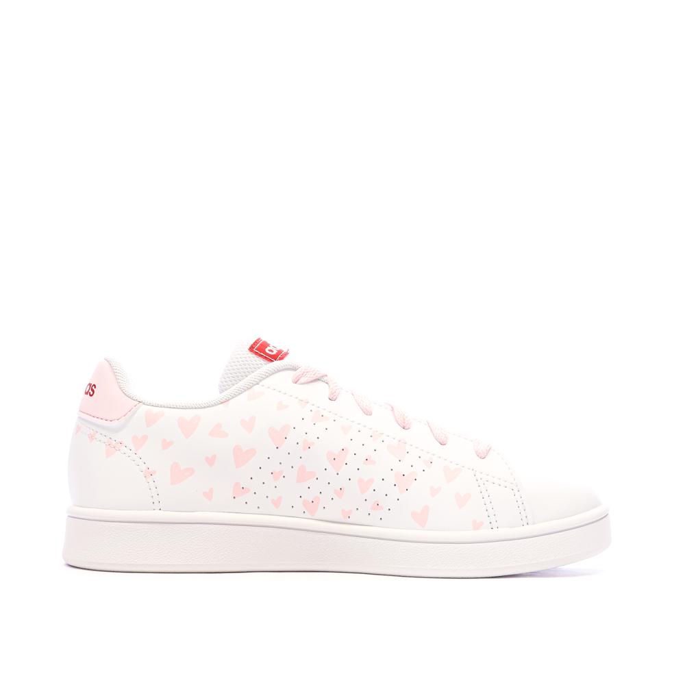 Adidas Baskets Blanches/Roses Fille Adidas Advantage IE0242