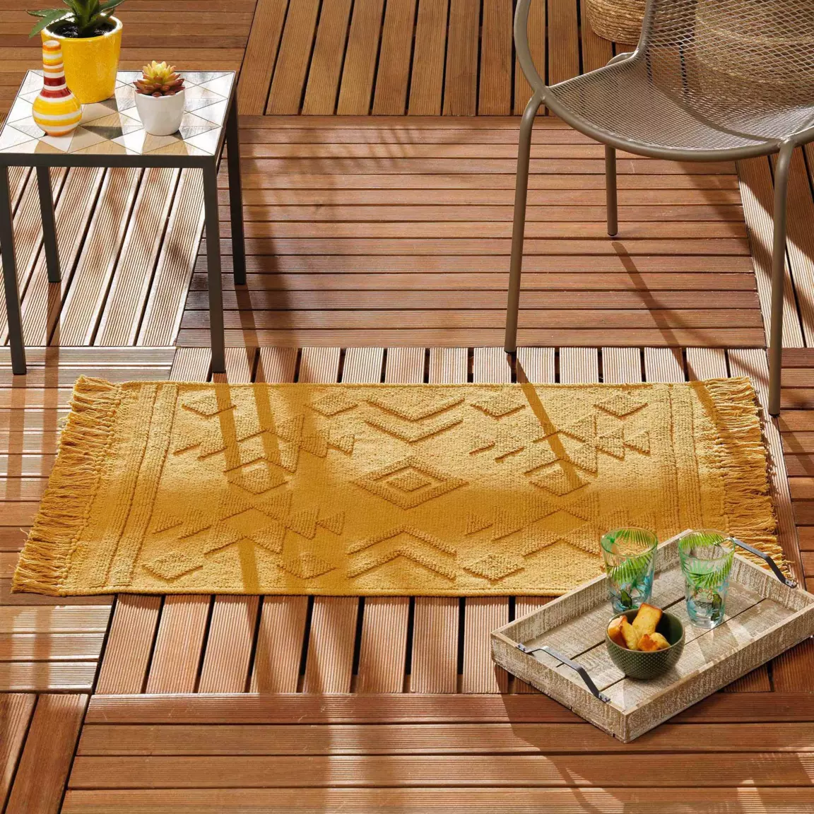 Tapis de salon coton (60 x 90 cm) Cilaos Jaune safran