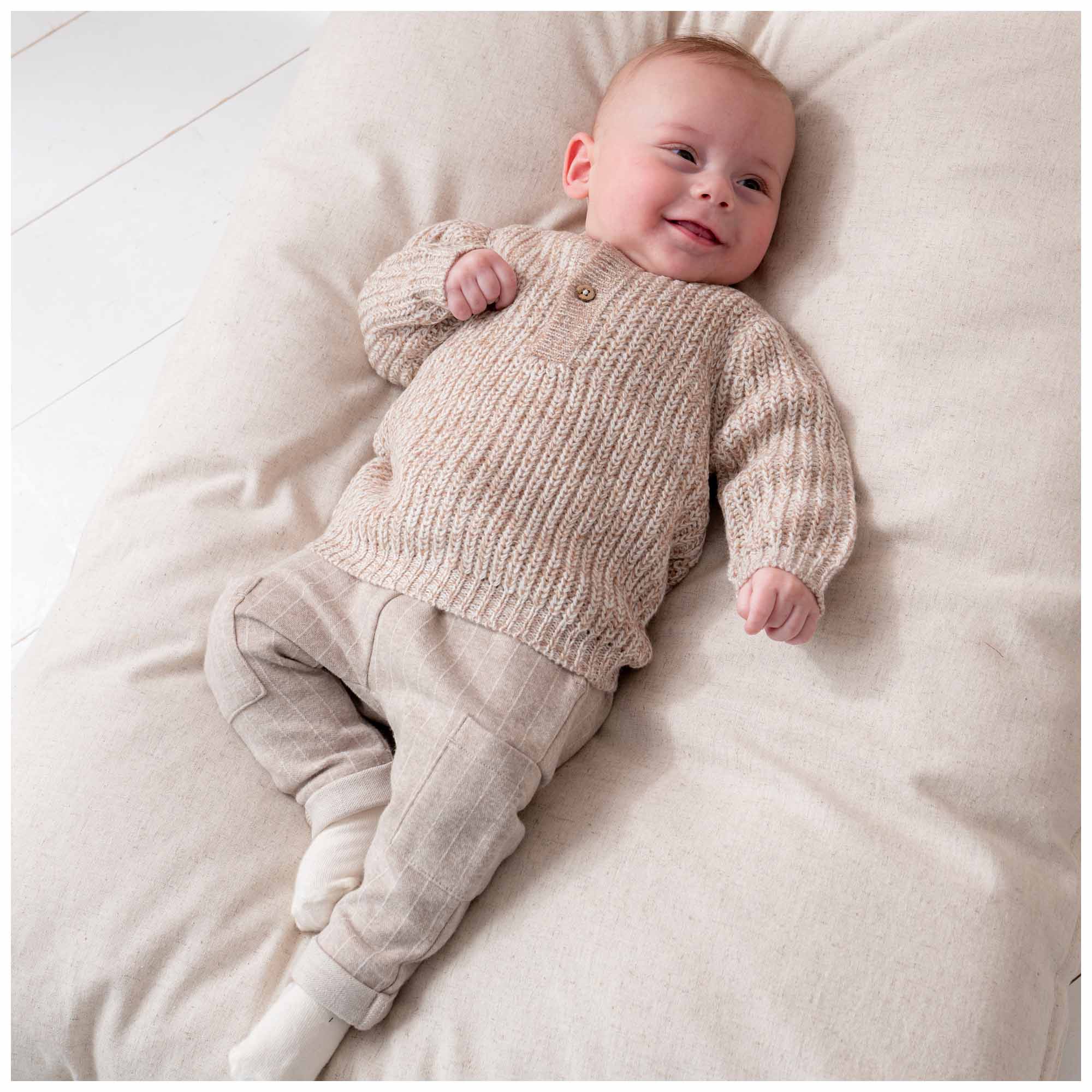 Prénatal baby trui lange mouwen effen beige