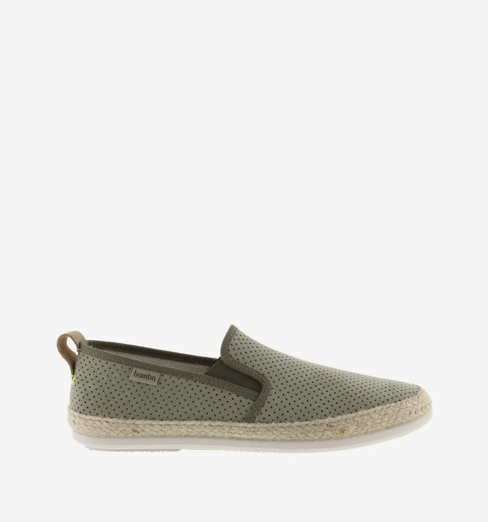 ANDRÉ ÉLASTIQUES IMITATION SUÈDE PIQUÉE Espadrilles pour homme KAKI