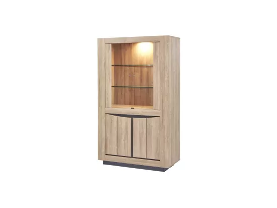 Argentier 4 portes Chêne naturel à LEDs - OSTENDE