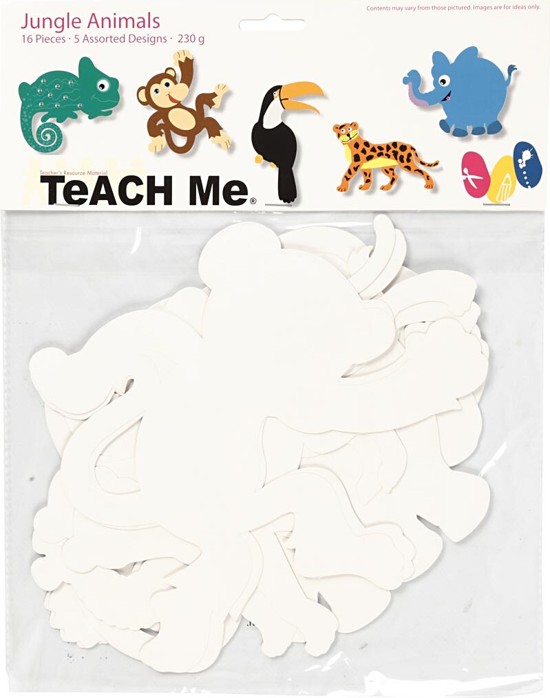 Jungledyr - H 14-25 CM - B 12-23 CM - 230 G - Hvid - 16 Stk