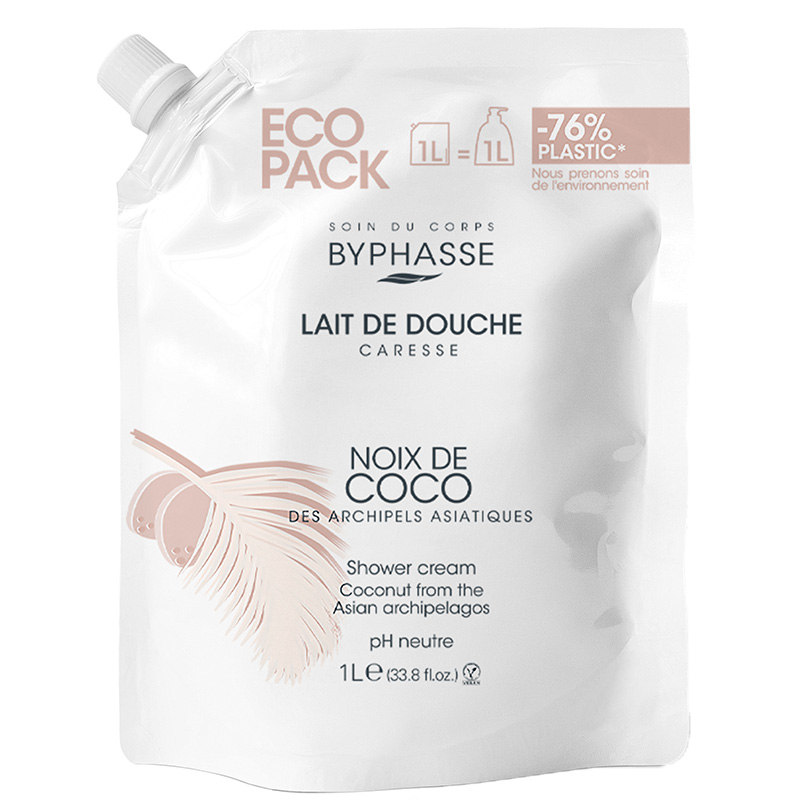 Recharges gels douche - Noix de coco - Caresse - 2 x 1 L