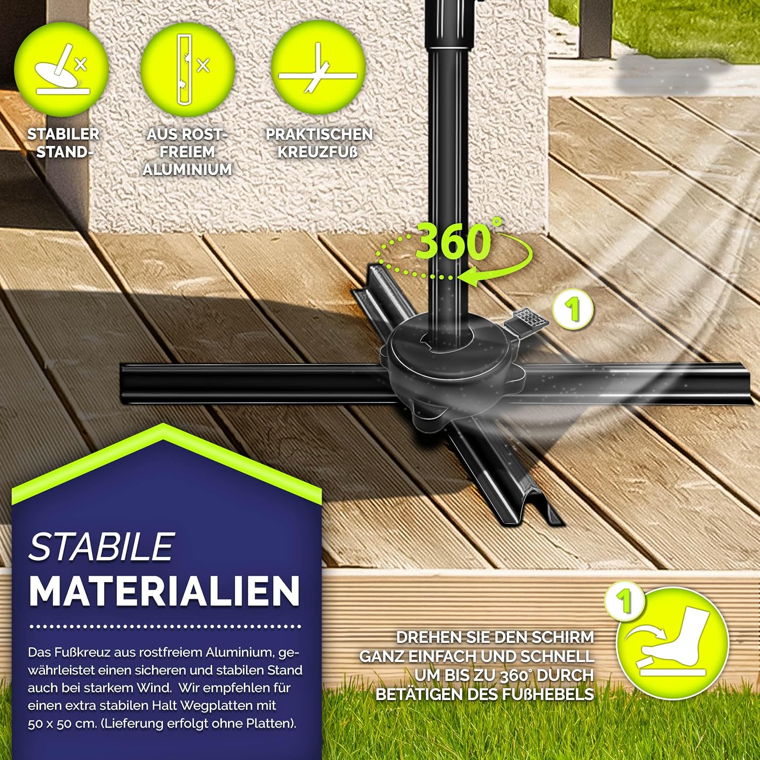 tillvex® Premium Alu Sonnenschirm 330 cm + Abdeckung & Windsicherung | Ampelschirm 6-Fach verstellbar mit Kurbel | Gartenschirm 360° Drehbar Neigbar Kippbar | UV50+ wasserdicht