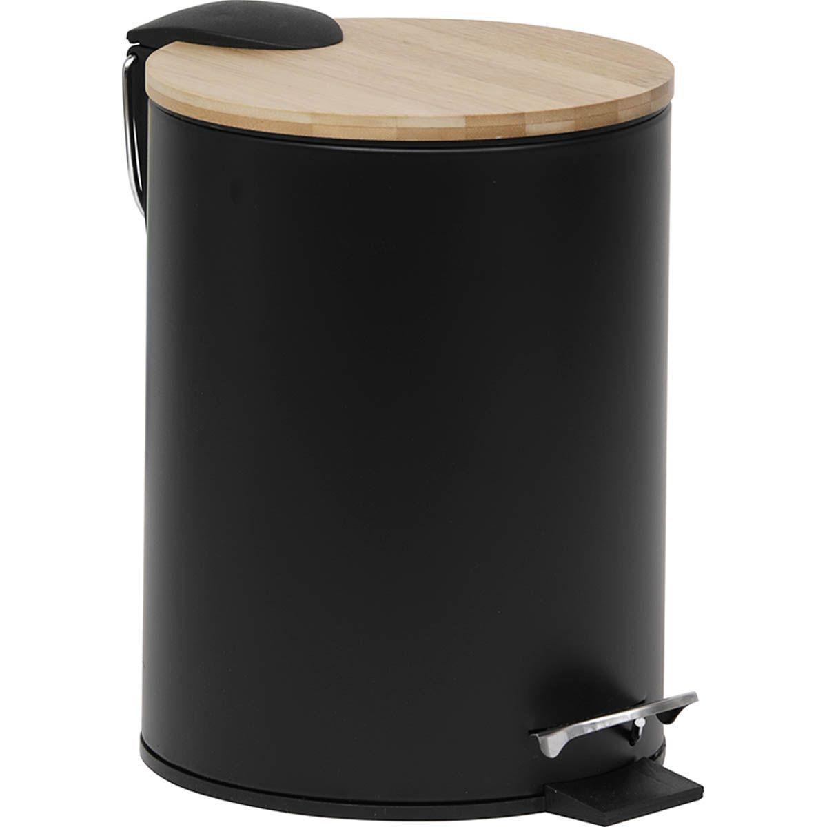 POUBELLE METAL FREIN DE CHUTE 3L NOIR BAMBOU
