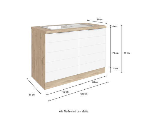 Held Furniture wastafelkast inclusief spoelbak Florence BxDxH 120x60x86 cm grijs mat gedemonteerd scharnier omkeerbaar (links of rechts te monteren)