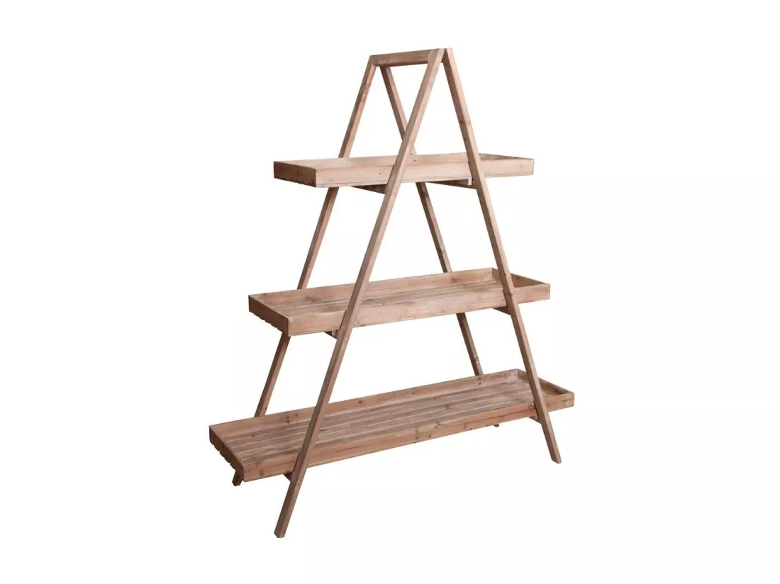 Etagère pliante en bois patiné