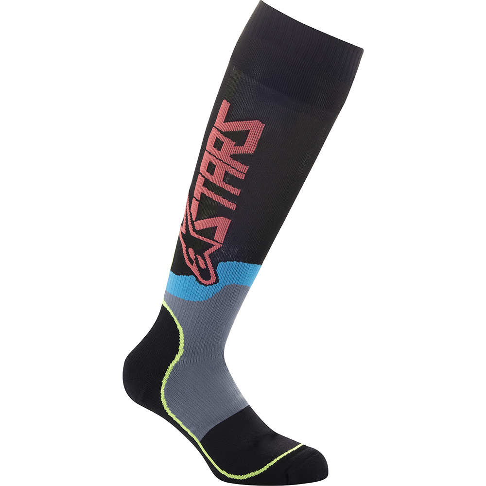 Alpinestars - Chaussettes enfant Youth MX Plus-2 Noir / Jaune fluo / Rose
