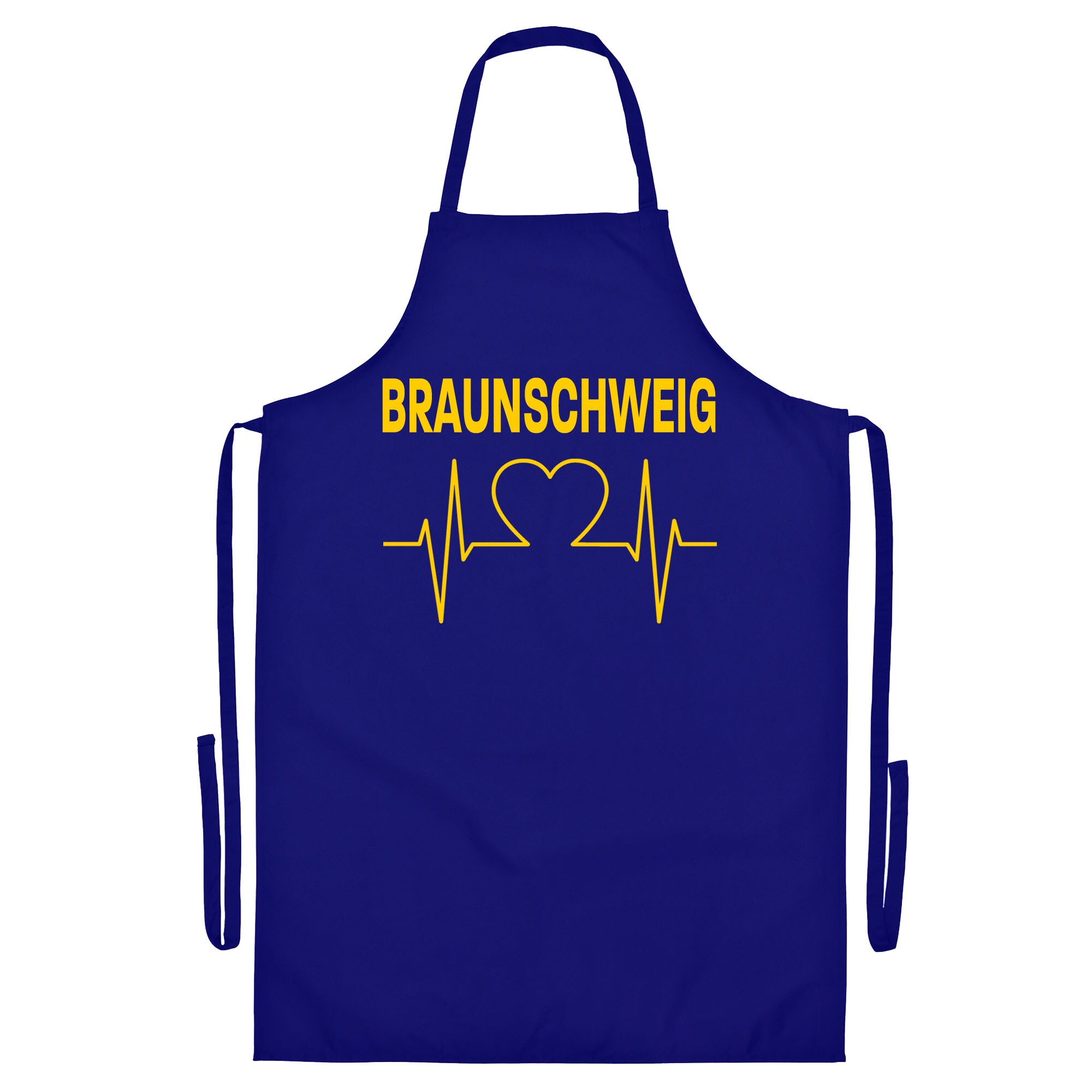 multifanshop® Grillschürze - Braunschweig - Herzschlag - Druck gelb